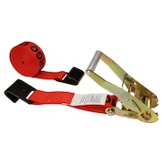 US CARGO CONTROL 2" x 27' Red Ratchet Strap w/ Black Flat Hook 5027FH-RED